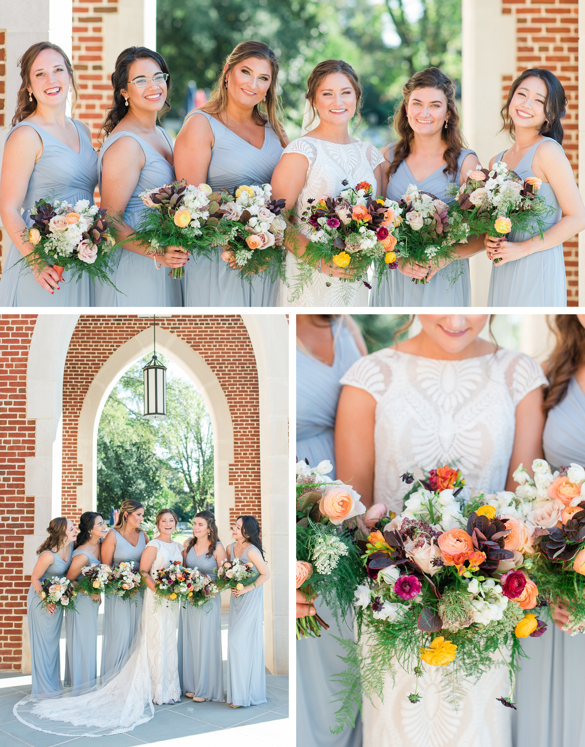 Vogue Flowers arrangement for Virginia House Wedding with Azazie Bridesmaids dresses