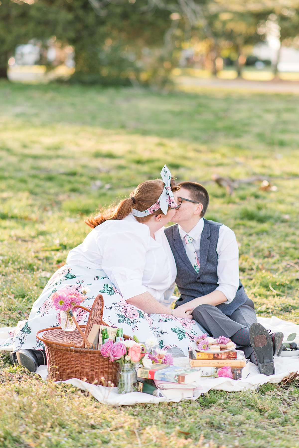 1950's Styled Engagement Session Picnic in Virginia Beach by Richmond Wedding Photographer, Kailey Brianne Photography. 
