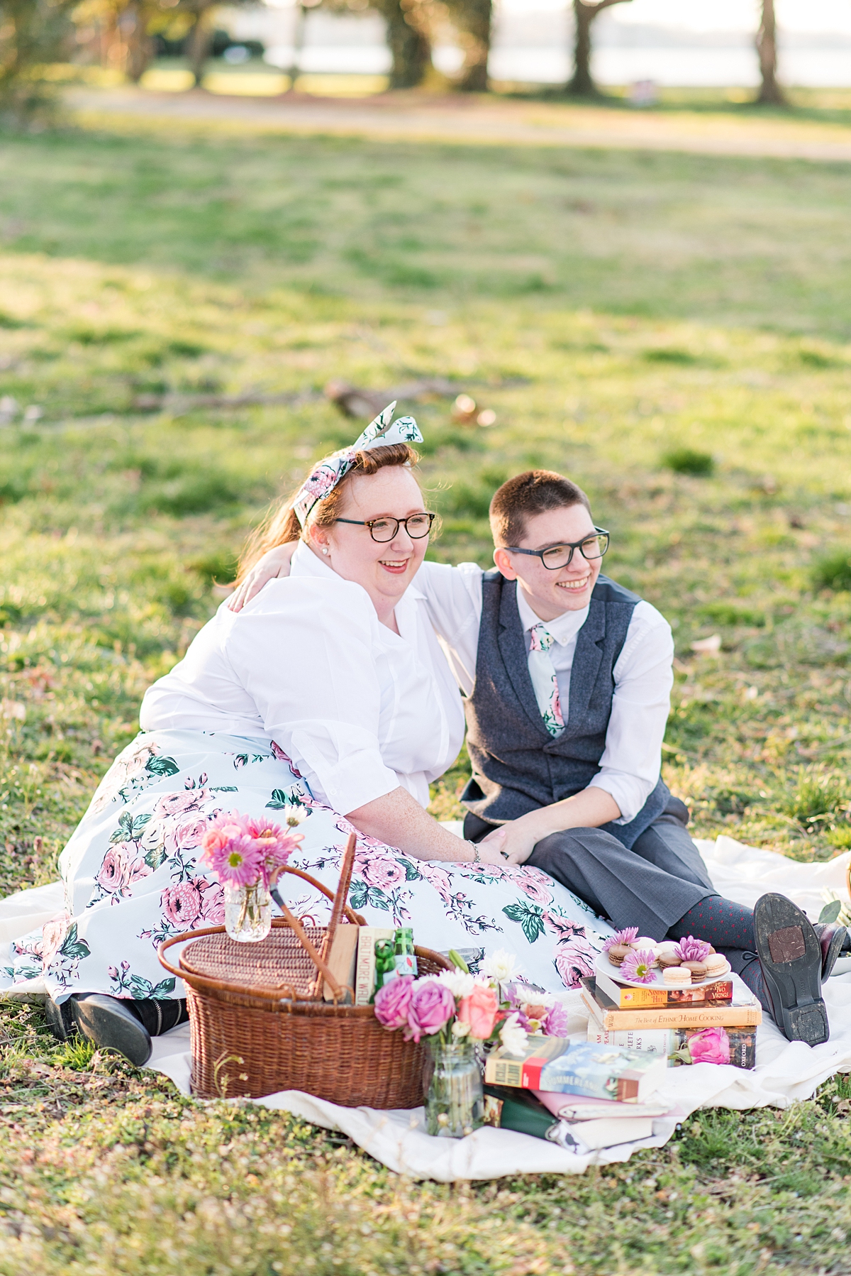 1950's Styled Engagement Session Picnic in Virginia Beach by Richmond Wedding Photographer, Kailey Brianne Photography. 
