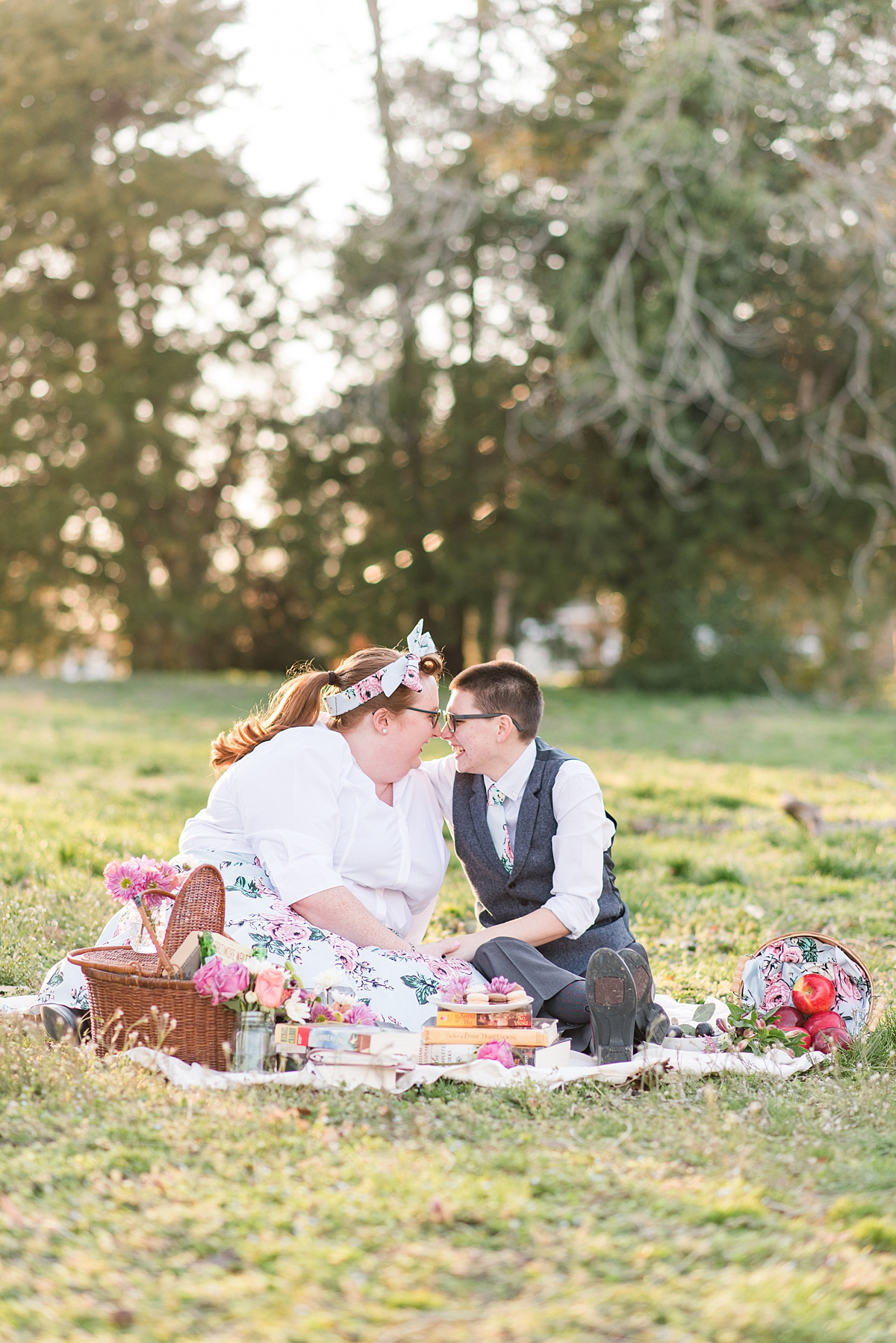 1950's Styled Engagement Session Picnic in Virginia Beach by Charlottesville Wedding Photographer, Kailey Brianne Photography. 