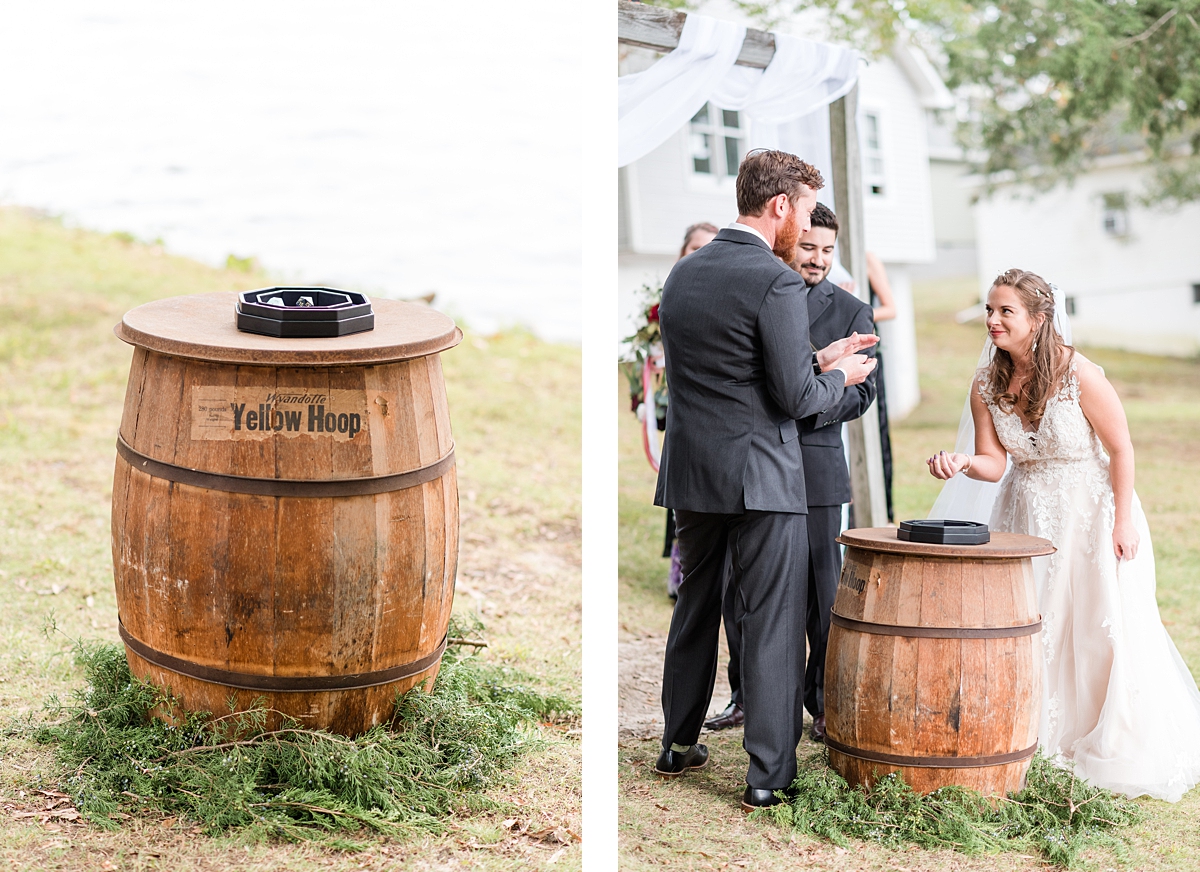 Unique Wedding Vow Exchange During Ceremony at a Fall Lake Gaston Wedding. Wedding Photography by Virginia Wedding Photographer Kailey Brianne Photography. 