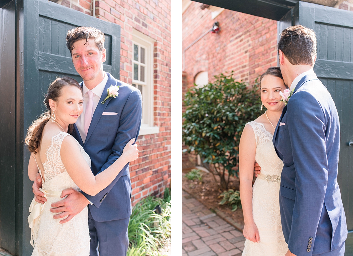 Wedding portraits at Edgar Allen Poe Museum wedding in downtown Richmond, Virginia. Wedding Photography by Kailey Brianne Photography. 