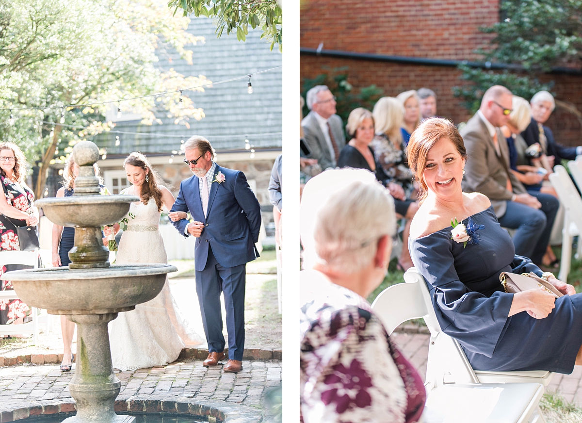 Wedding ceremony at Edgar Allen Poe Museum in downtown Richmond, Virginia. Light and Airy Wedding Photography by Kailey Brianne Photography. 