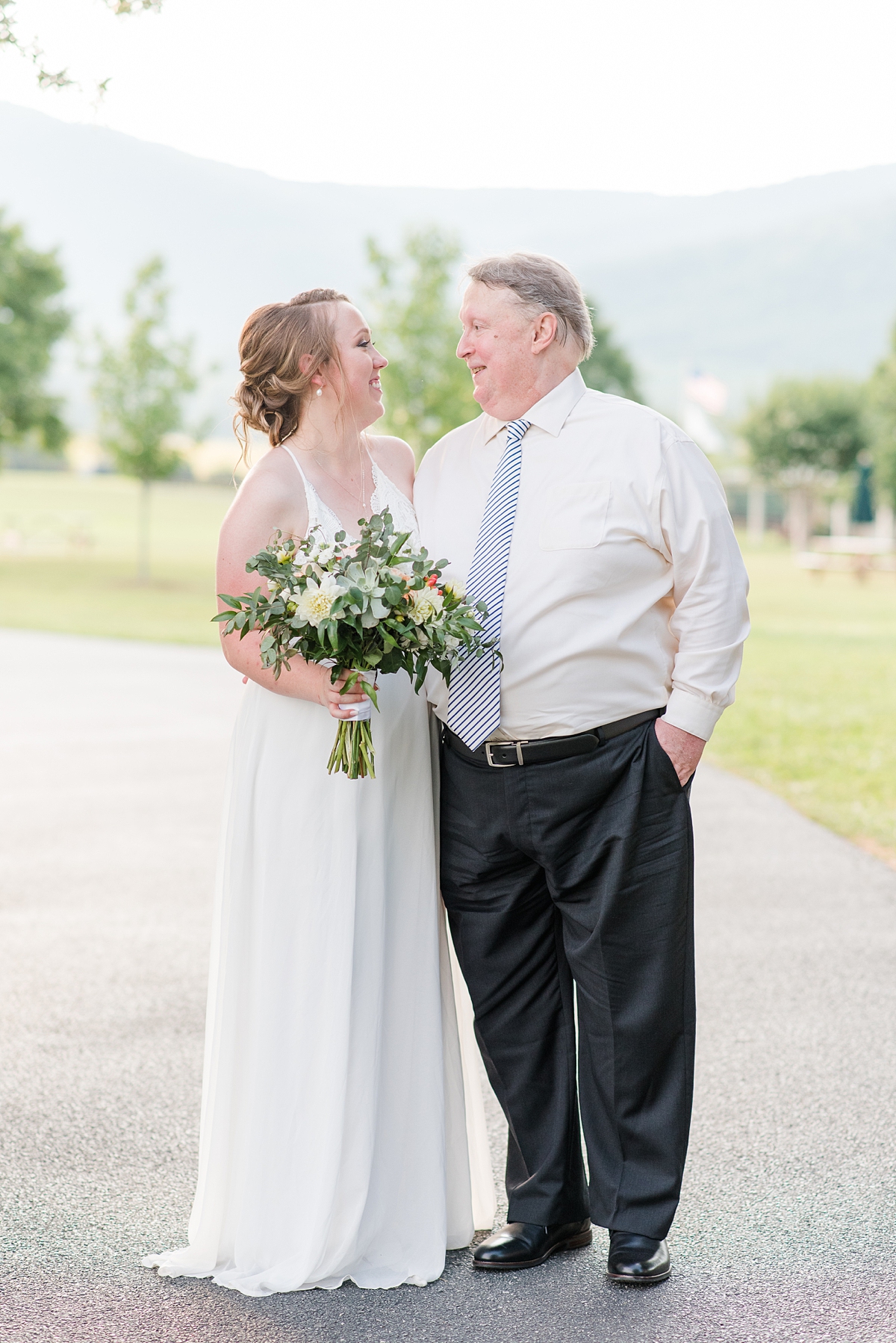 Bride and Father Family Portraits at King Family Vineyards. Wedding Photography by Crozet Wedding Photographer Kailey Brianne Photography. 