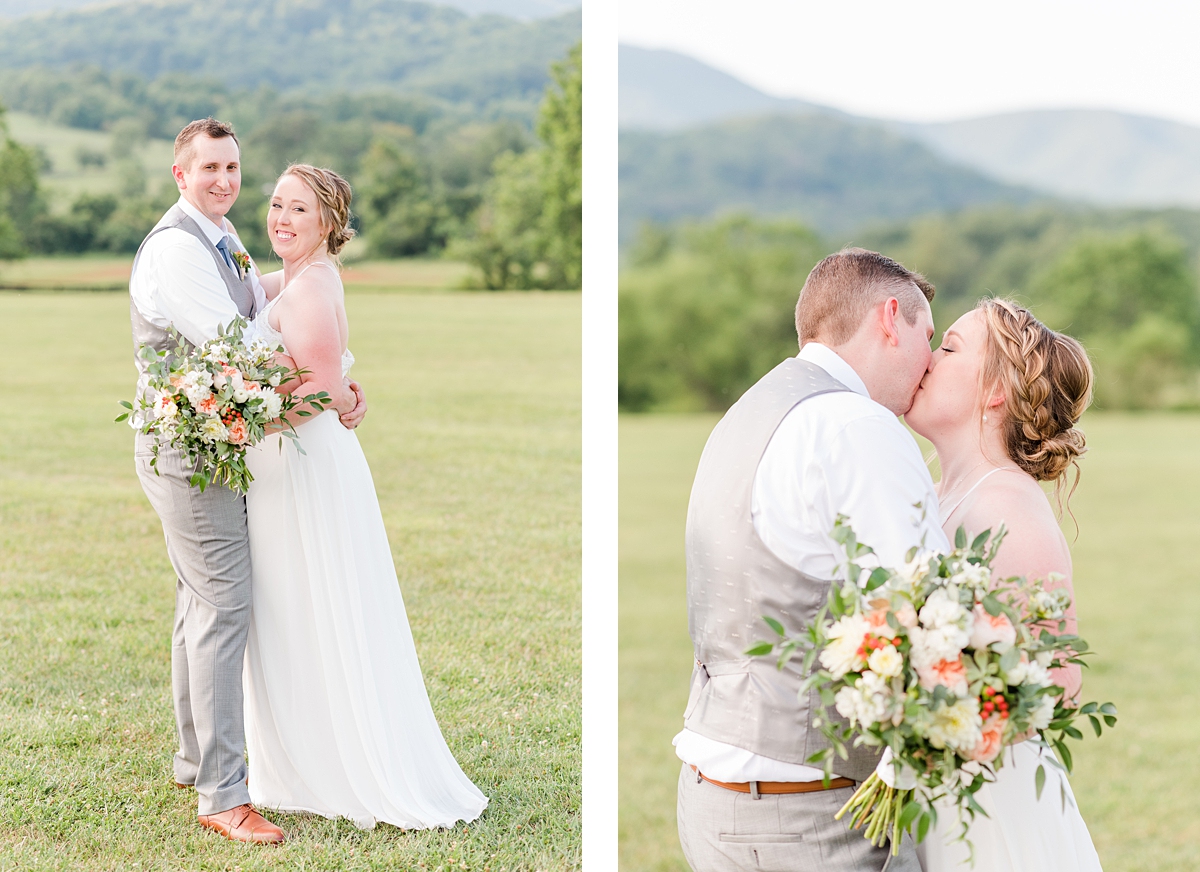 Wedding Portraits with Mountain View at King Family Vineyards. Wedding Photography by Crozet Wedding Photographer Kailey Brianne Photography. 