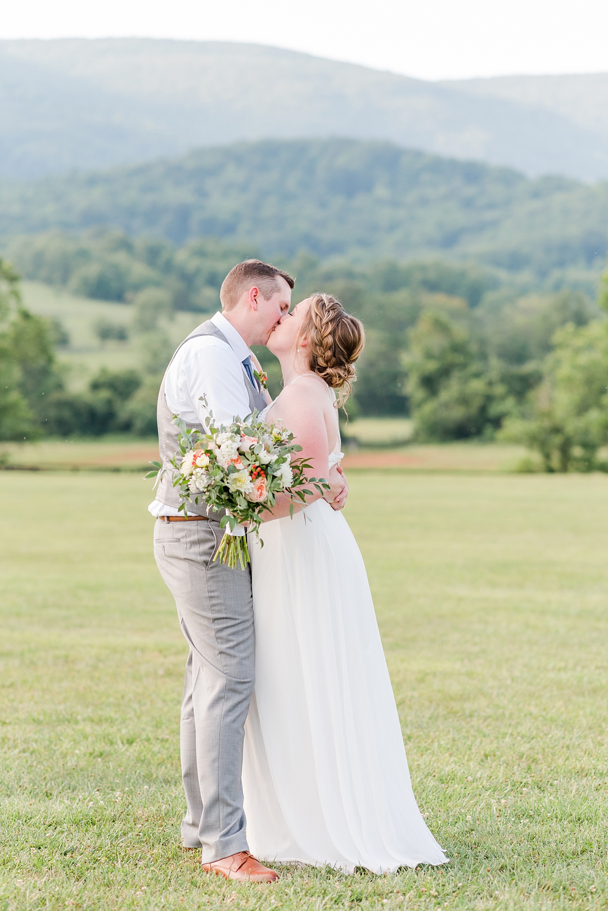 Wedding Portraits with Mountain View at King Family Vineyards. Wedding Photography by Crozet Wedding Photographer Kailey Brianne Photography. 