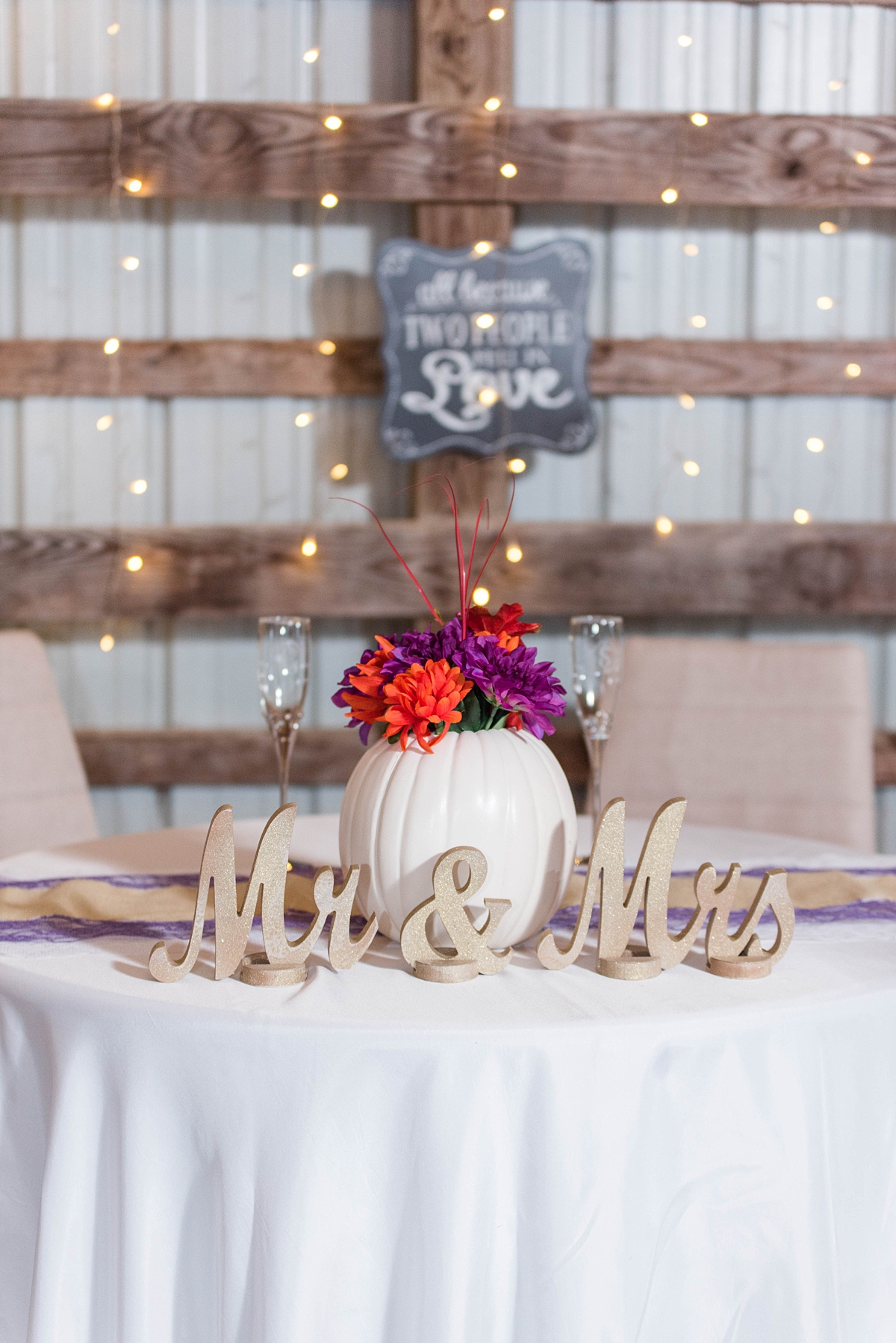 Fall Wedding Reception at Lake at Cedar Hill in Lineville, Virginia. Virginia Wedding Photography by Kailey Brianne Photography.