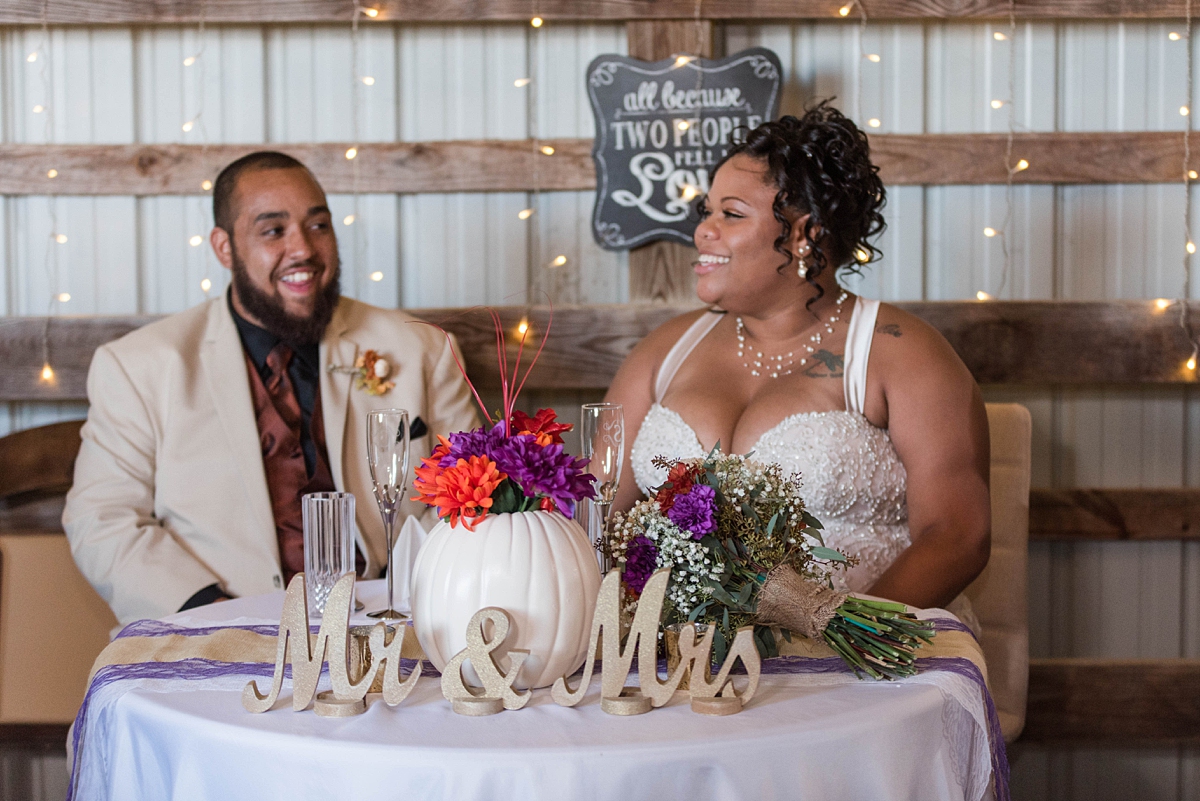 Fall Wedding Reception at Lake at Cedar Hill in Lineville, Virginia. Virginia Wedding Photography by Kailey Brianne Photography.