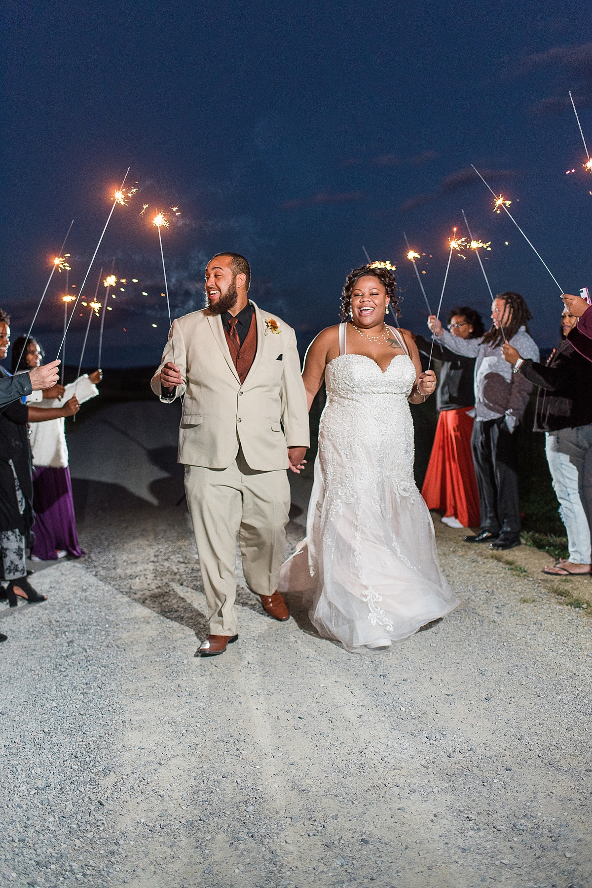 Sparkler Exit at Lake at Cedar Hill in Lineville, Virginia. Virginia Wedding Photography by Kailey Brianne Photography.