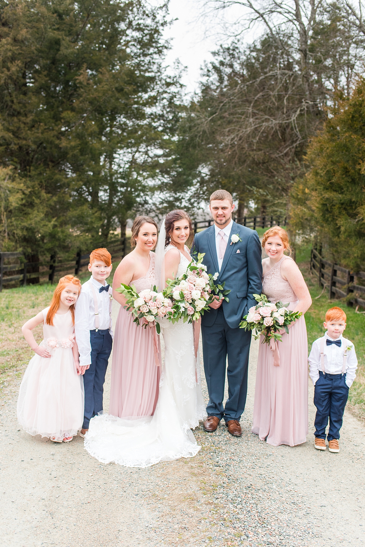 Bridal Party Portraits from Romantic Wedding Styled Shoot at Lakeside at Welch Estate. Wedding Photography by Powhatan Wedding Photographer Kailey Brianne Photography. 