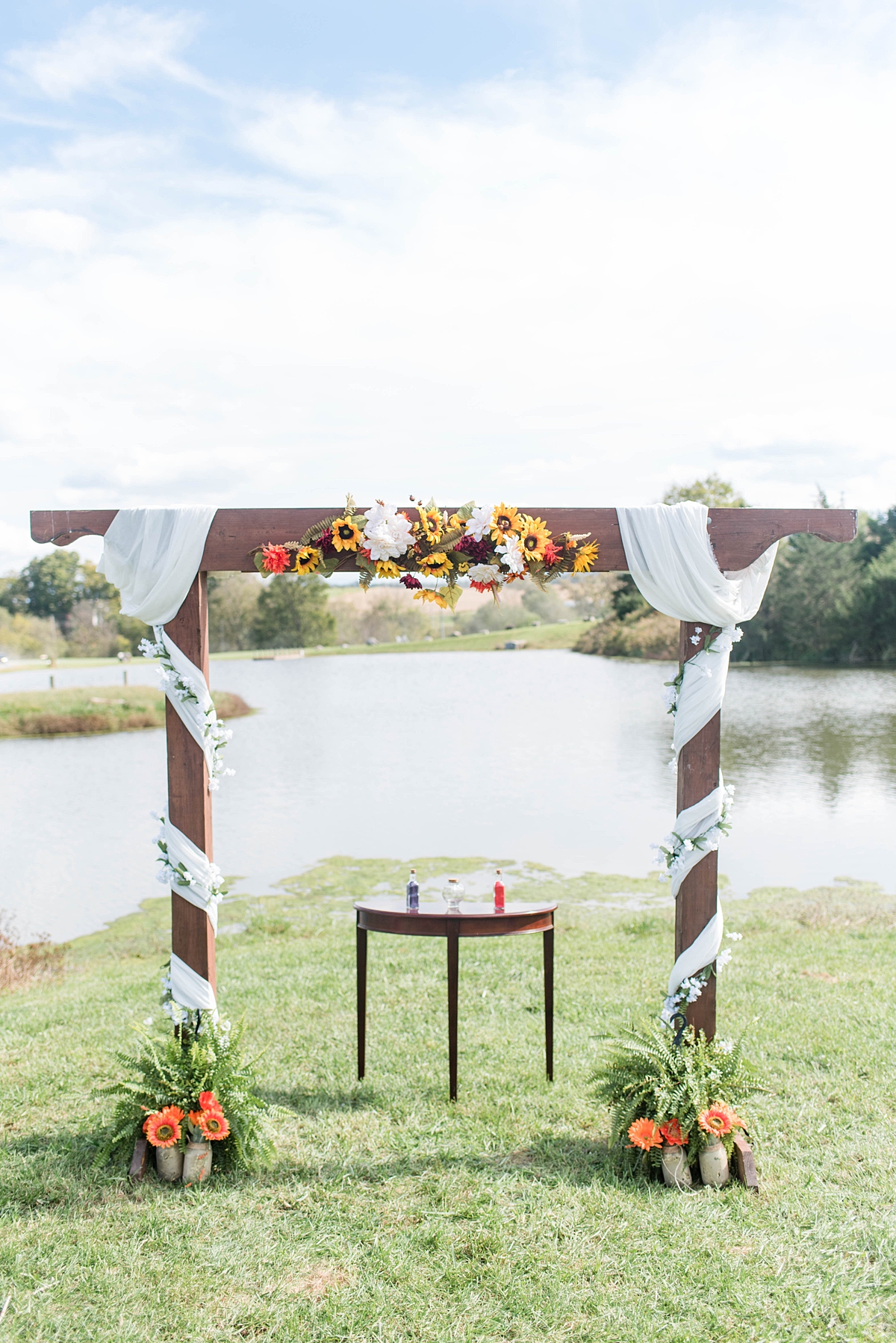 Sand Ceremony during a Fall Lake at Cedar Hill Wedding. Wedding Photography by Virginia Wedding Photographer Kailey Brianne Photography. 