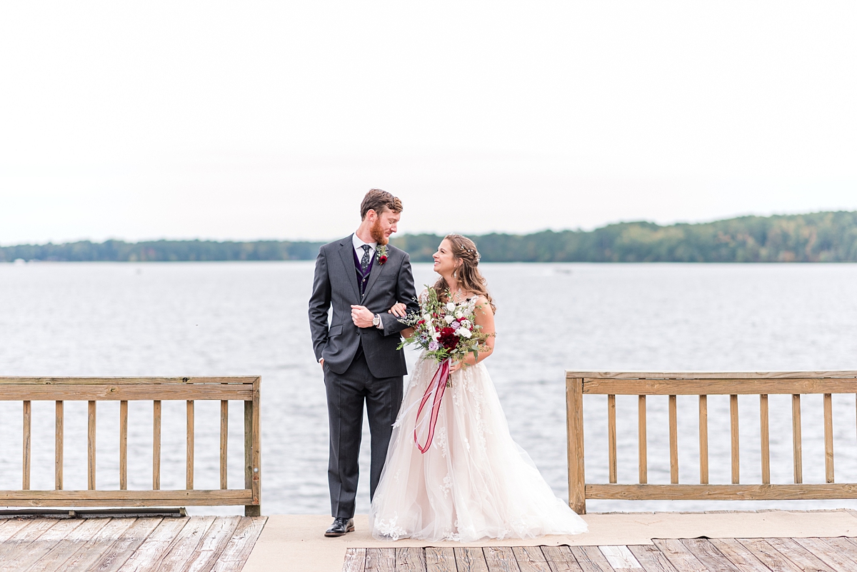 Bride and Groom First Look Portraits  at Lake Gaston Fall Wedding. Wedding Photography by Richmond Wedding Photographer Kailey Brianne Photography. 