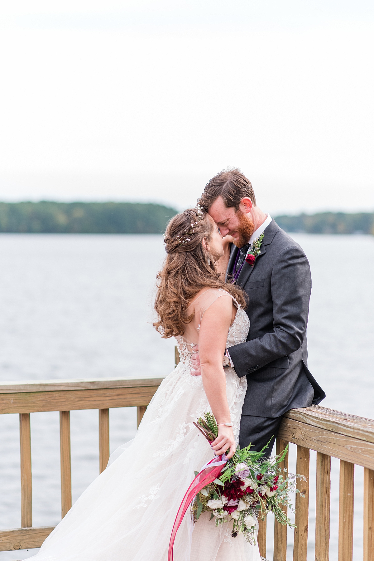Bride and Groom First Look Portraits  at Lake Gaston Fall Wedding. Wedding Photography by Richmond Wedding Photographer Kailey Brianne Photography. 