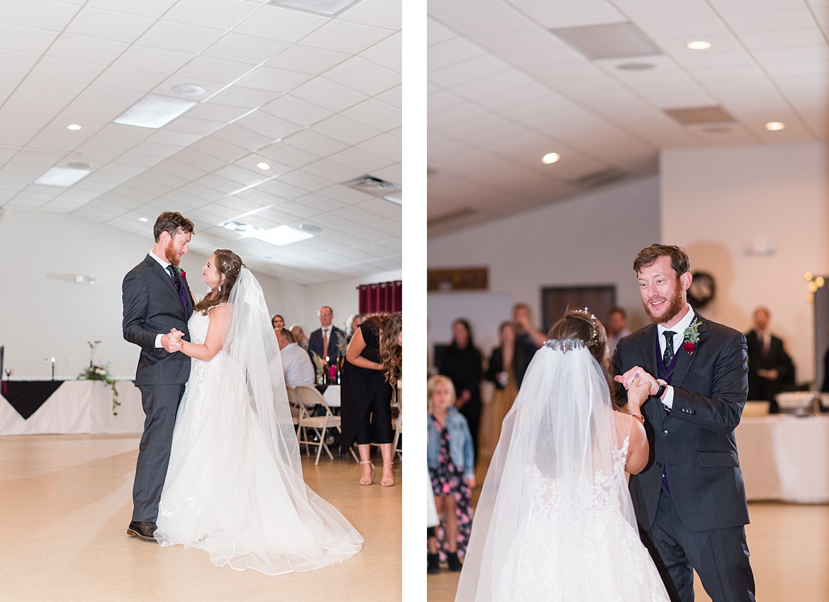 First Dances at Till Death Do Us Part Themed Fall Wedding at Lake Gaston. Wedding Photography by Virginia Wedding Photographer Kailey Brianne Photography. 