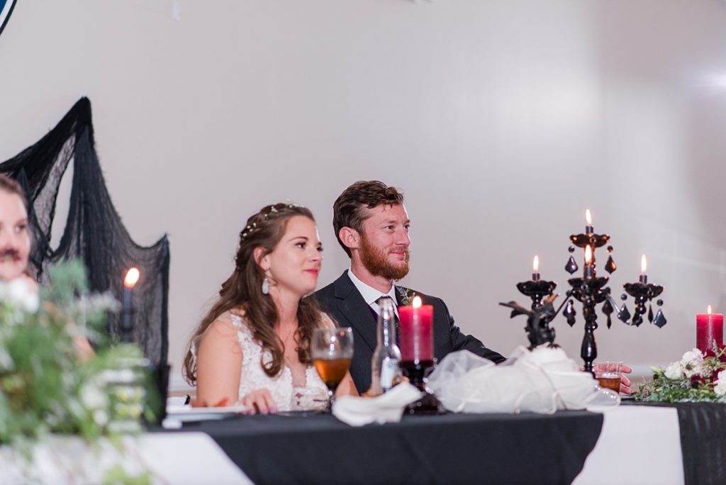 Toasts at Till Death Do Us Part Themed Fall Wedding at Lake Gaston. Wedding Photography by Virginia Wedding Photographer Kailey Brianne Photography. 