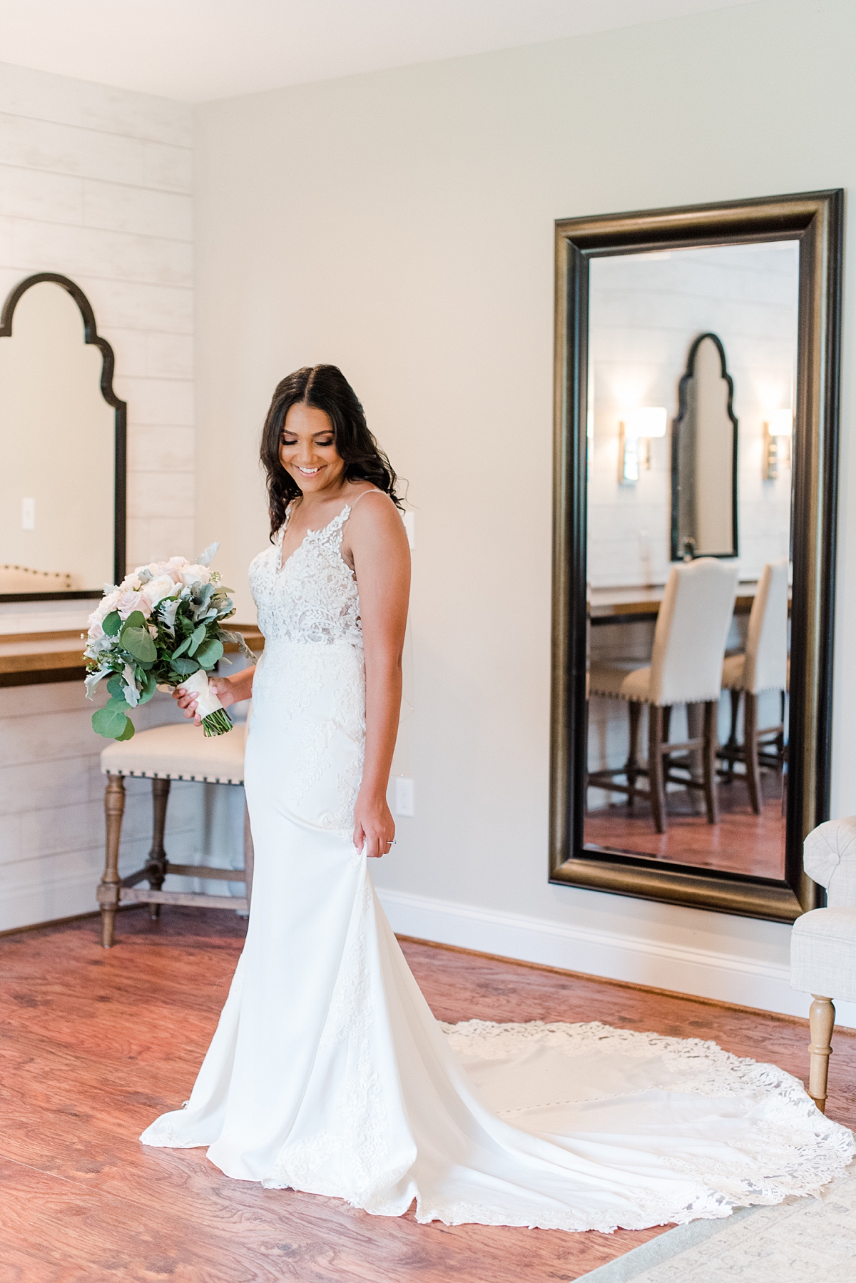 Rustic Chic Bridal Portraits in Elegant Dress at Arbor Haven Wedding. Wedding Photography by Richmond Wedding Photographer Kailey Brianne Photography. 
