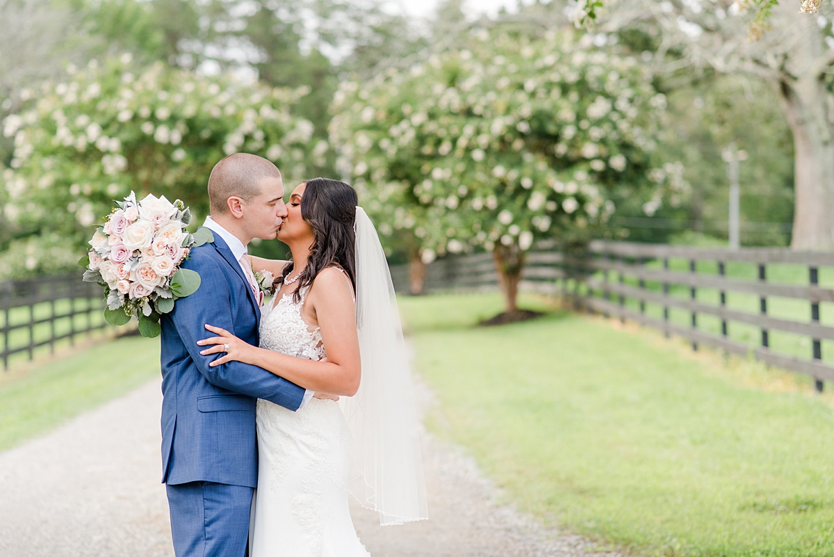 Bride and Groom Portraits with Veil at Arbor Haven Summer Wedding. Wedding Photography by Virginia Wedding Photographer Kailey Brianne Photography. 