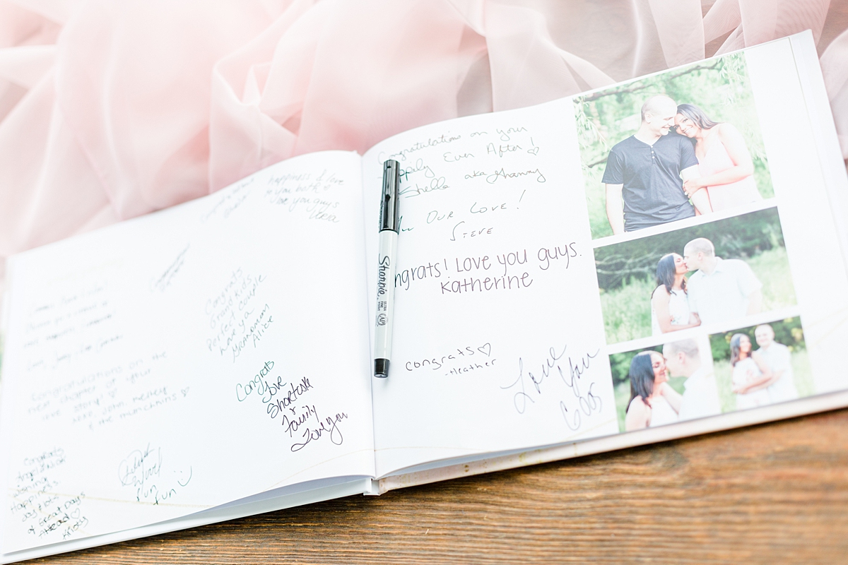 Guestbook at Arbor Haven Summer Wedding Reception. Wedding Photography by Virginia Wedding Photographer Kailey Brianne Photography. 