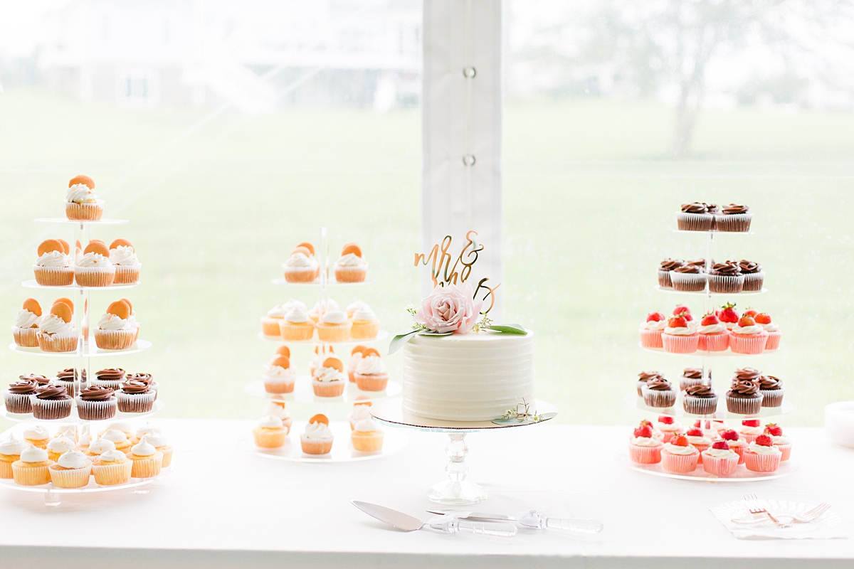 Cupcake Tower at Arbor Haven Summer Wedding Reception. Wedding Photography by Virginia Wedding Photographer Kailey Brianne Photography. 