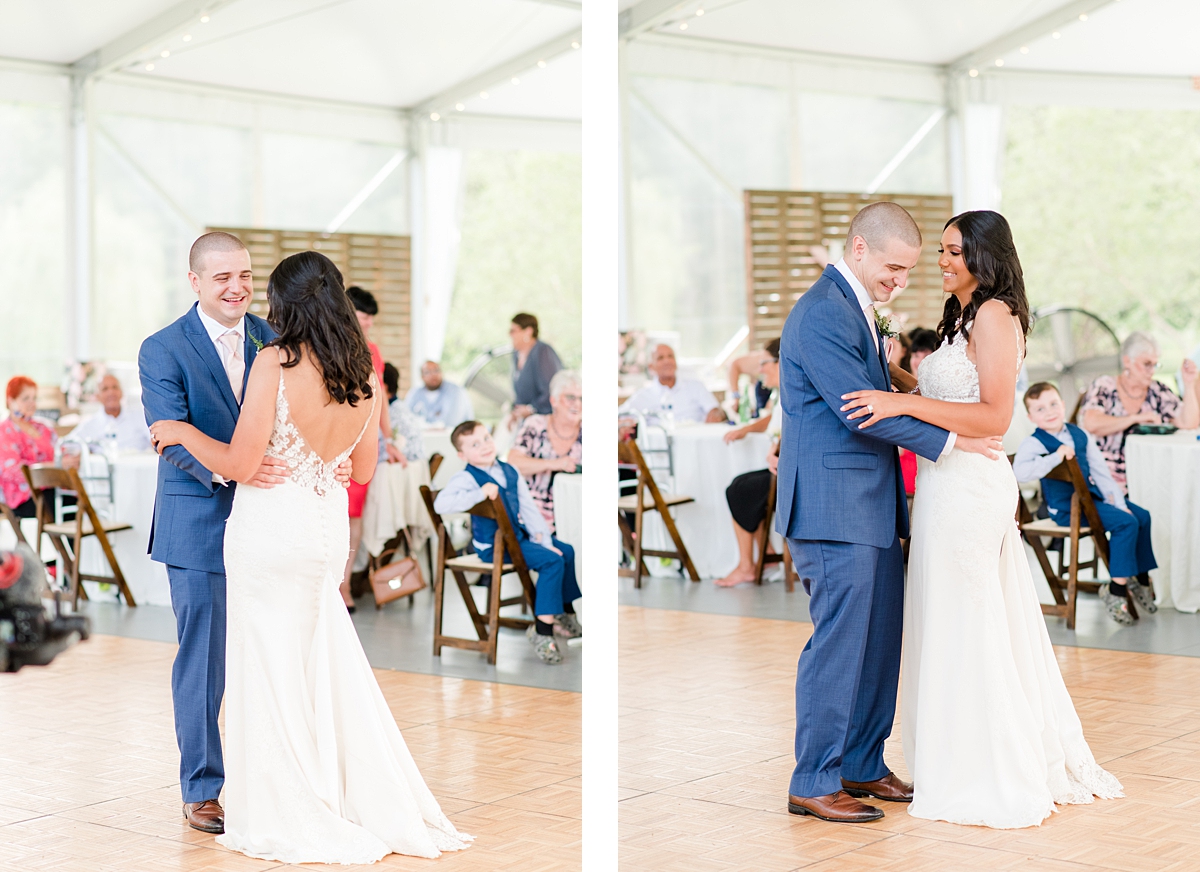 First Dance at Arbor Haven Summer Wedding Reception. Wedding Photography by Virginia Wedding Photographer Kailey Brianne Photography. 