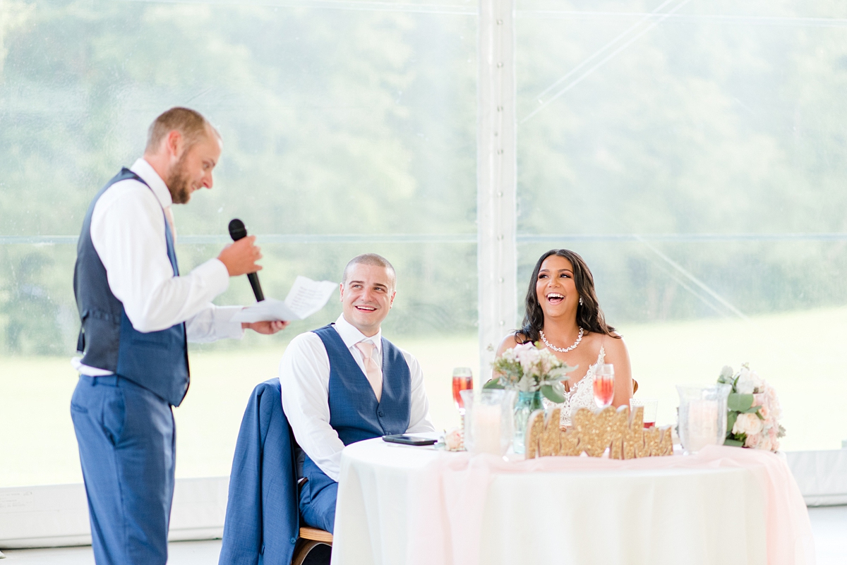 Toasts at Arbor Haven Summer Wedding Reception. Wedding Photography by Virginia Wedding Photographer Kailey Brianne Photography. 