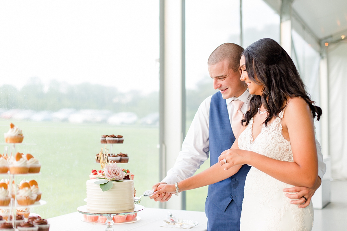 Cake Cutting at Arbor Haven Summer Wedding Reception. Wedding Photography by Virginia Wedding Photographer Kailey Brianne Photography. 