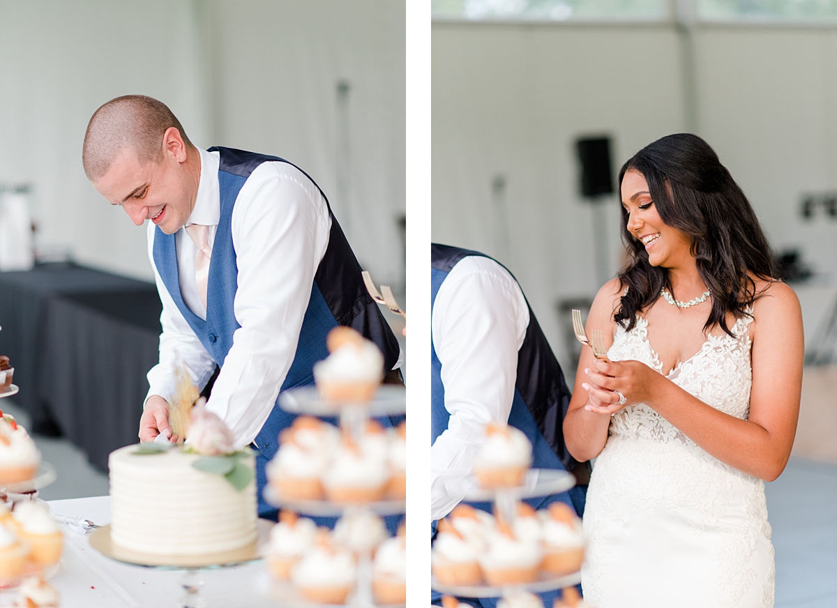 Cake Cutting at Arbor Haven Summer Wedding Reception. Wedding Photography by Virginia Wedding Photographer Kailey Brianne Photography. 