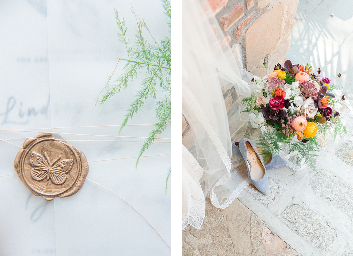 Invitations and Rings Bridal Details at Virginia House Fall Wedding. Wedding Photography by Richmond Wedding Photographer Kailey Brianne Photography. 