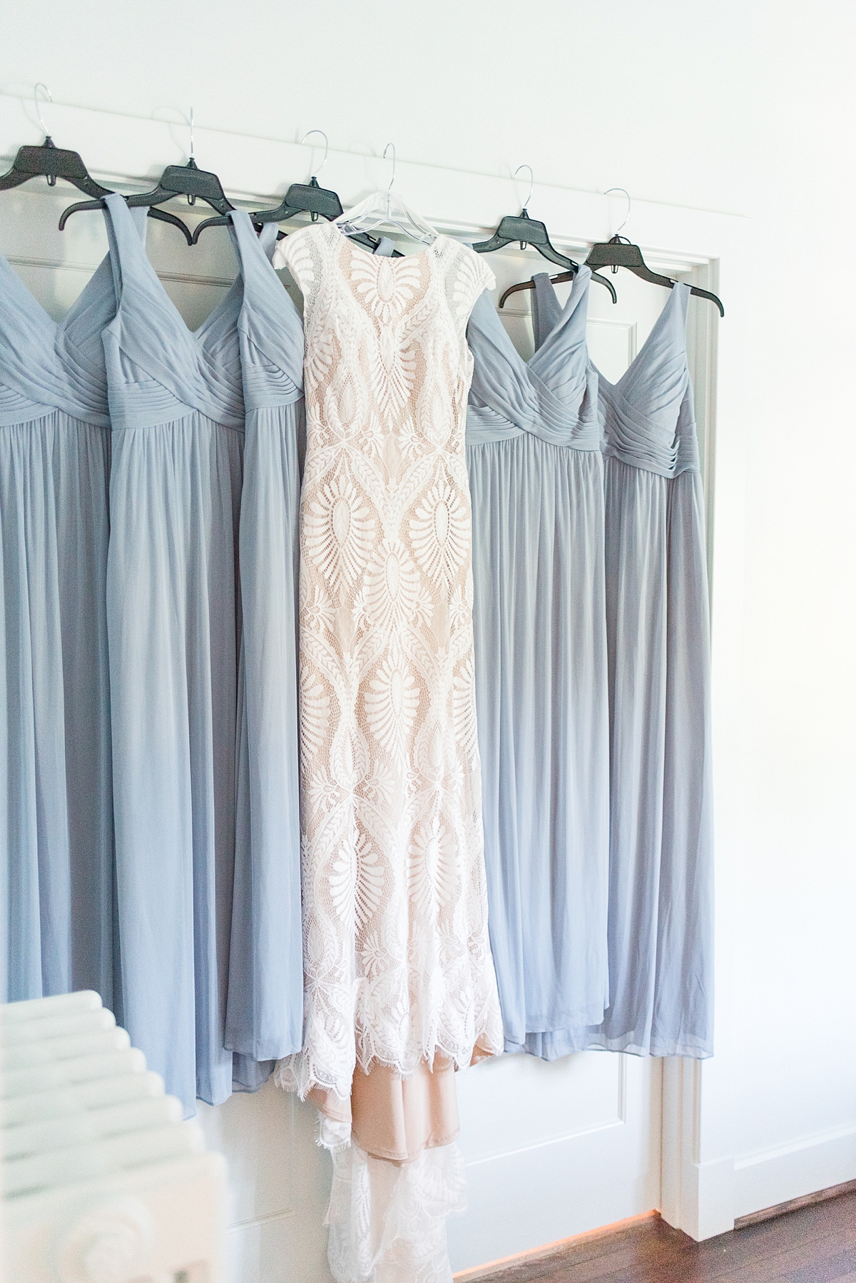 Wedding Dress and Bridesmaid Dresses Bridal Details at Virginia House Fall Wedding. Wedding Photography by Richmond Wedding Photographer Kailey Brianne Photography. 