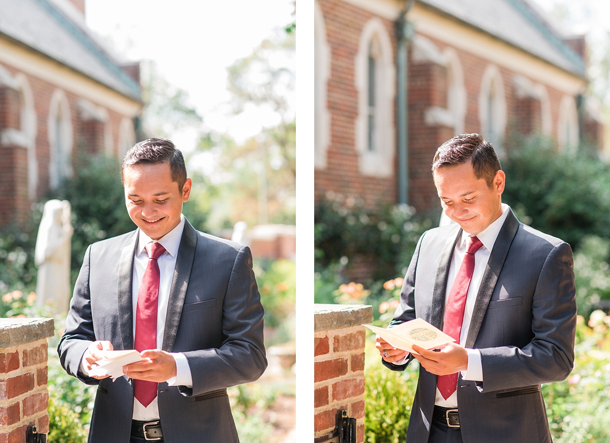 Pre-Ceremony Letter Opening at Virginia House Fall Wedding. Wedding Photography by Charlottesville Wedding Photographer Kailey Brianne Photography. 