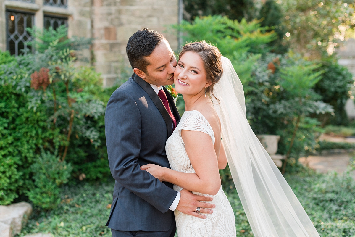 Bride and Groom Portraits with Veil at Fall Virginia House Wedding. Wedding Photography by Richmond Wedding Photographer Kailey Brianne Photography. 