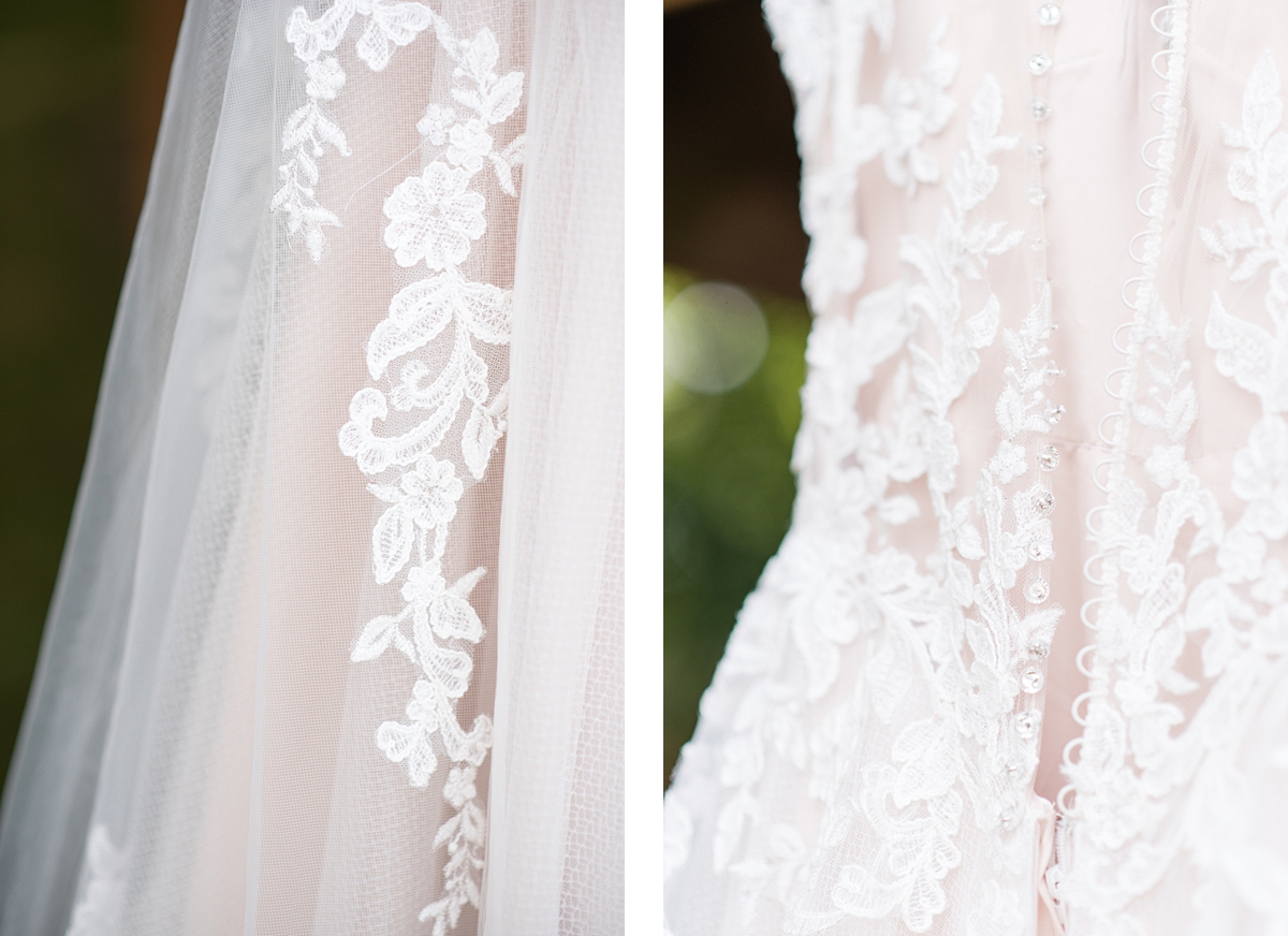 Wedding Dress Details at Lake Gaston Fall Wedding. Wedding Photography by Yorktown Wedding Photographer Kailey Brianne Photography. 