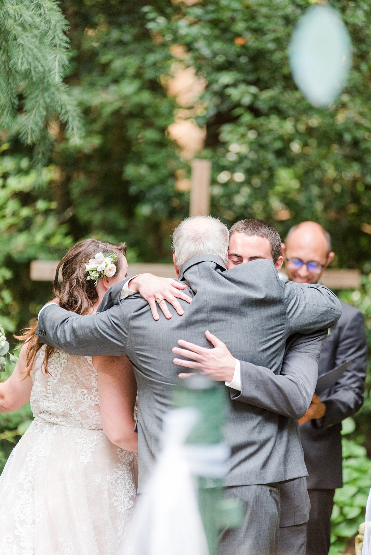 Groom's Reaction to the Bride at Yorktown Backyard Intimate Wedding Ceremony. Wedding Photography by Yorktown Wedding Photographer Kailey Brianne Photography. 
