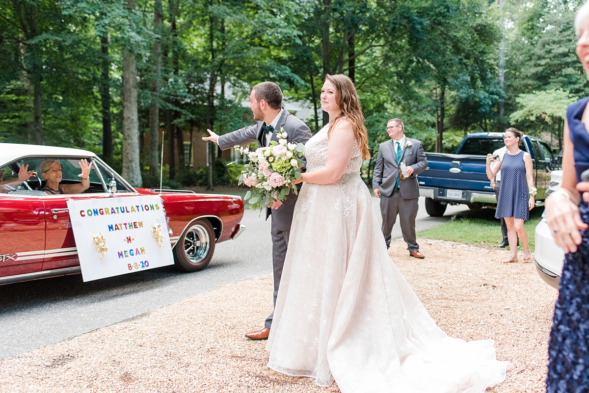 Drive By Wedding Reception at Yorktown Backyard Intimate Wedding. Wedding Photography by Richmond Wedding Photographer Kailey Brianne Photography. 