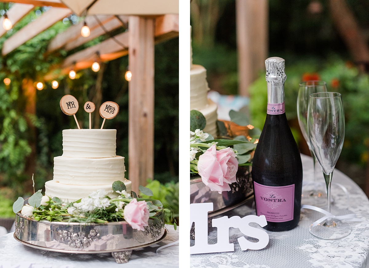 Wedding Cake at Yorktown Backyard Intimate Wedding. Wedding Photography by Petersburg Wedding Photographer Kailey Brianne Photography. 