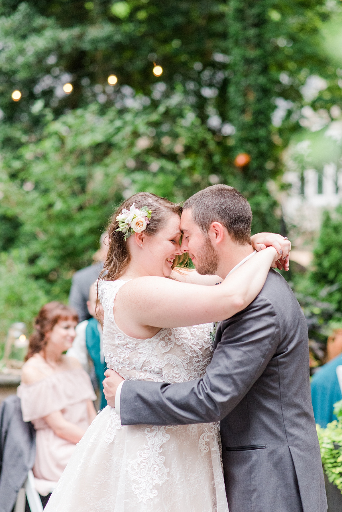 First Dance at Yorktown Backyard Intimate Wedding Reception. Wedding Photography by Petersburg Wedding Photographer Kailey Brianne Photography. 