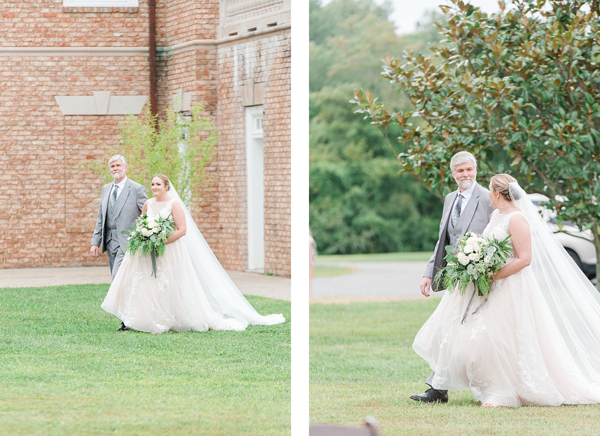 Bride Walking Down the Aisle at a Timeless Grace Estate Winery Wedding. Wedding Photography by Virginia Wedding Photographer Kailey Brianne Photography.
