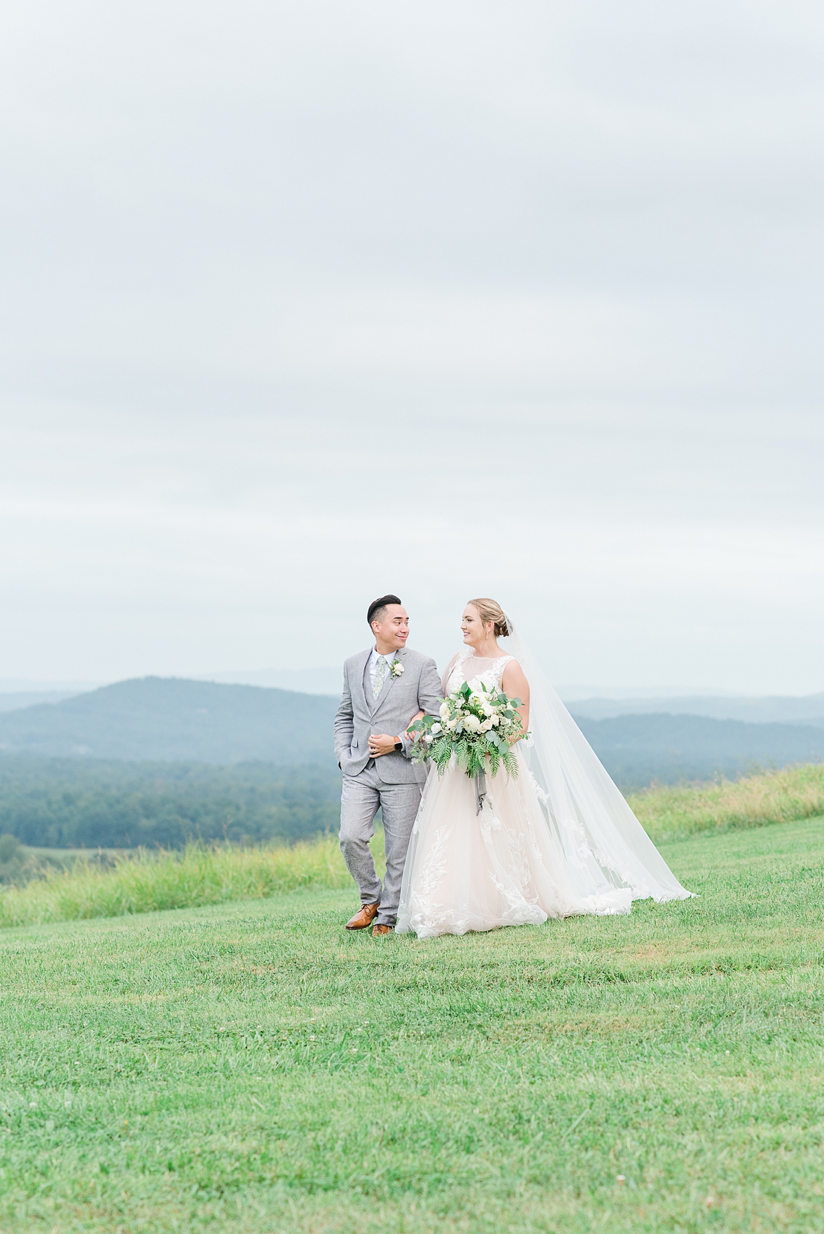 Bride and Groom Portraits with Mountain View at a Timeless Grace Estate Winery Wedding. Wedding Photography by Richmond Wedding Photographer Kailey Brianne Photography.