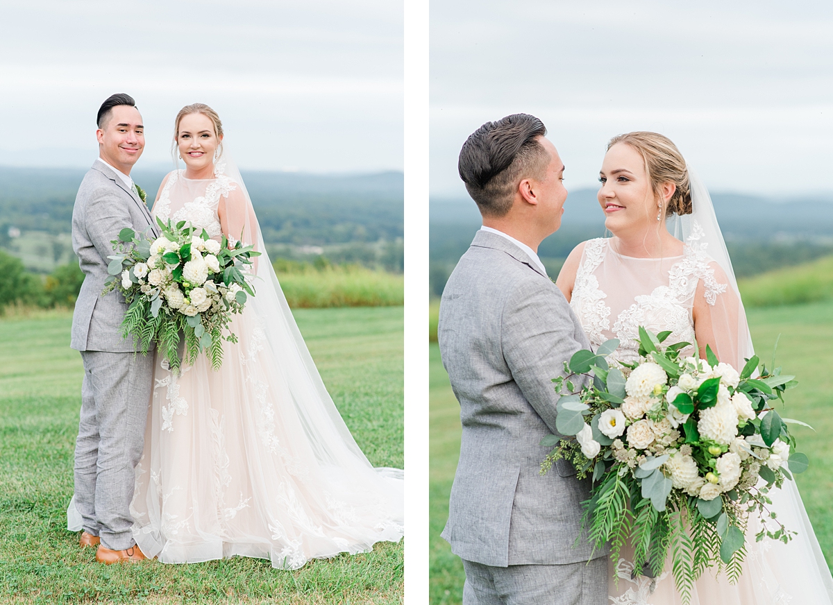 Bride and Groom Portraits with Mountain View at a Timeless Grace Estate Winery Wedding. Wedding Photography by Richmond Wedding Photographer Kailey Brianne Photography.