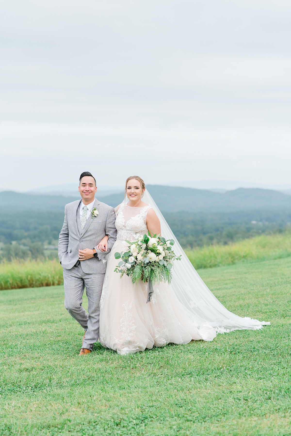 Bride and Groom Portraits with Mountain View at a Timeless Grace Estate Winery Wedding. Wedding Photography by Charlottesville Wedding Photographer Kailey Brianne Photography.