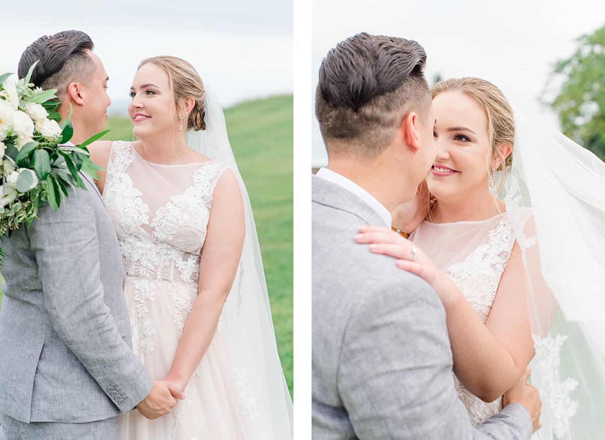 Bride and Groom Portraits with Veil and Mountain View at a Timeless Grace Estate Winery Wedding. Wedding Photography by Richmond Wedding Photographer Kailey Brianne Photography.