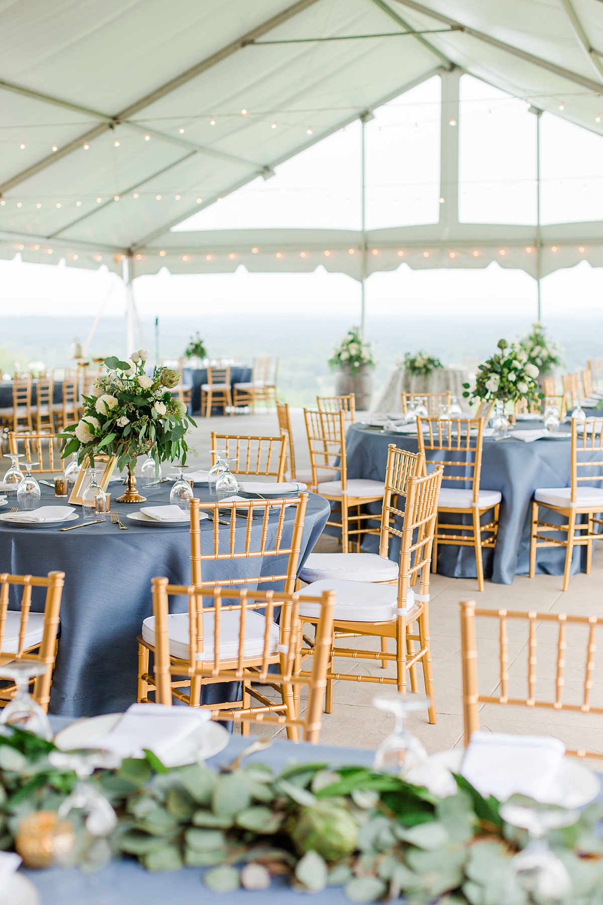 Classic Wedding Reception Decor with Mountain View at a Timeless Grace Estate Winery Wedding. Wedding Photography by Richmond Wedding Photographer Kailey Brianne Photography.