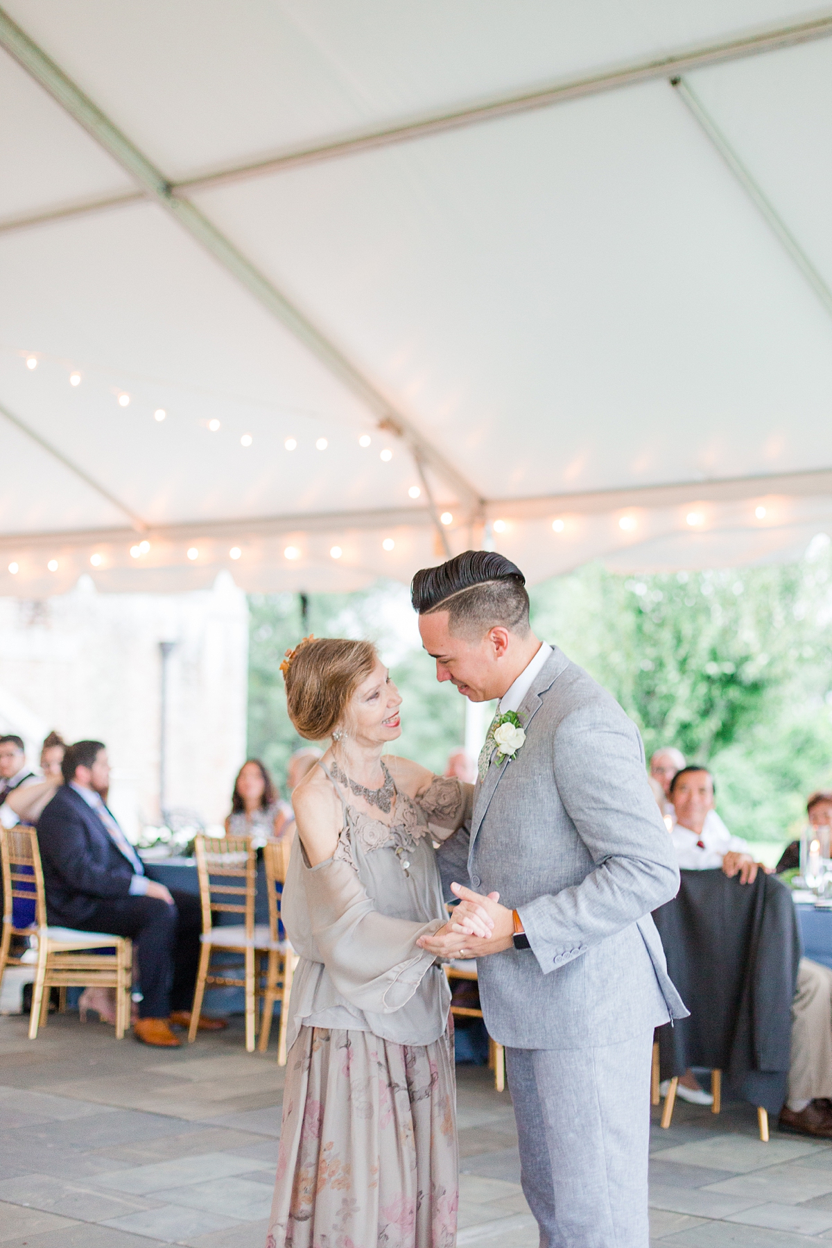 Mother Son Dance with a Mountain View at a Grace Estate Winery Wedding Reception. Wedding Photography by Richmond Wedding Photographer Kailey Brianne Photography.