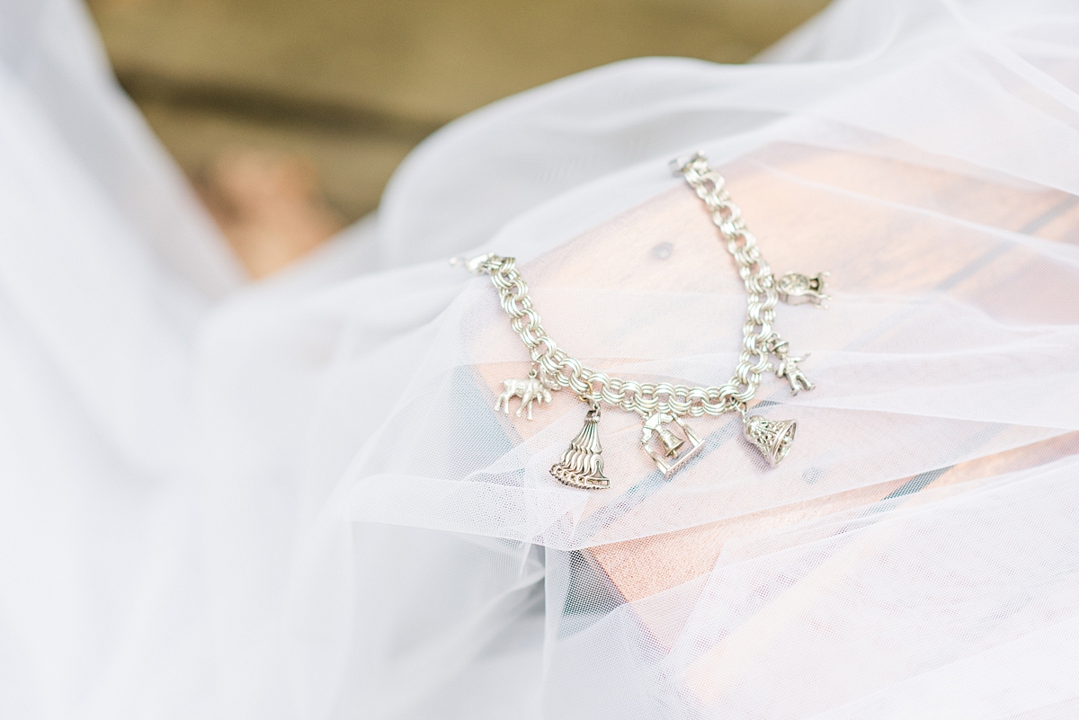 Charm Bracelet Bridal Details at a Westmoreland State Park Wedding. Wedding Photography by Richmond Wedding Photographer Kailey Brianne Photography. 