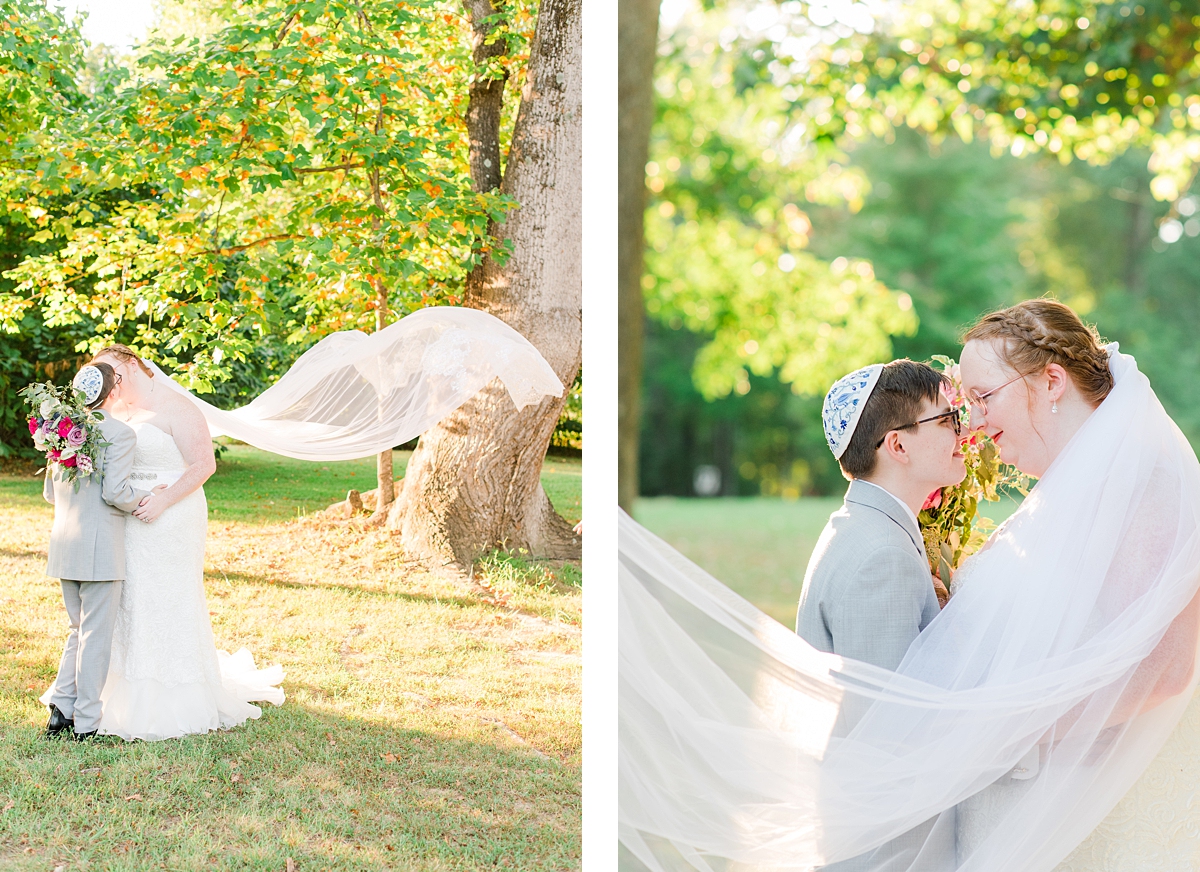 Bride and Groom Portraits with Veil. Wedding Photography by Williamsburg Wedding Photographer Kailey Brianne Photography. 