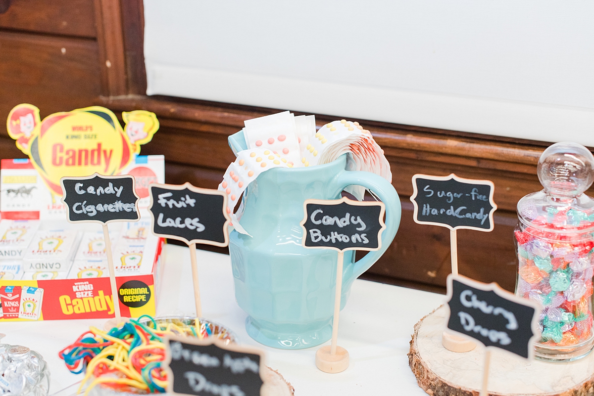 Candy Bar Reception Decorations. Wedding Photography by Virginia Wedding Photographer Kailey Brianne Photography. 