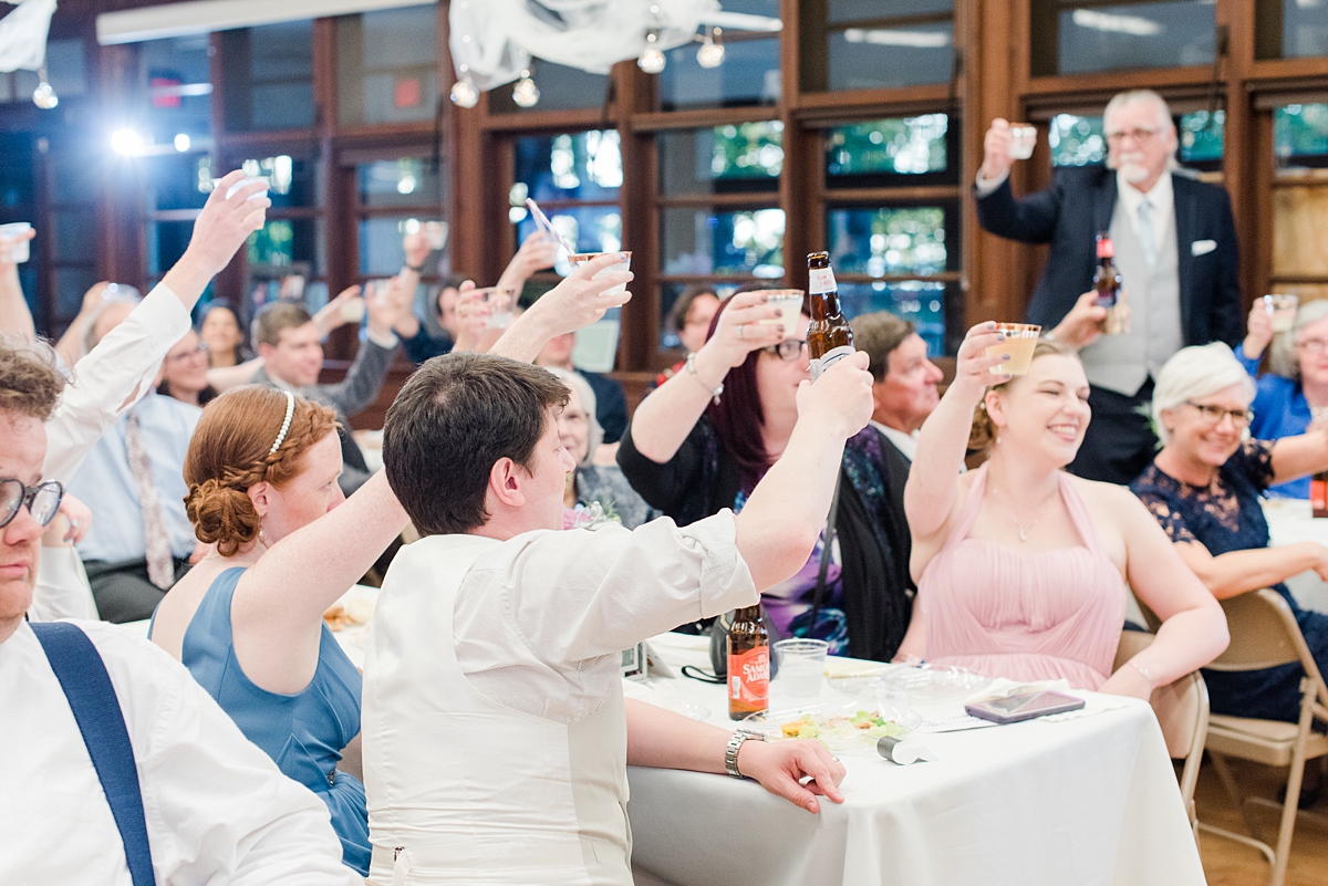 Toasts a Westmoreland State Park Wedding Reception. Wedding Photography by Virginia Wedding Photographer Kailey Brianne Photography. 