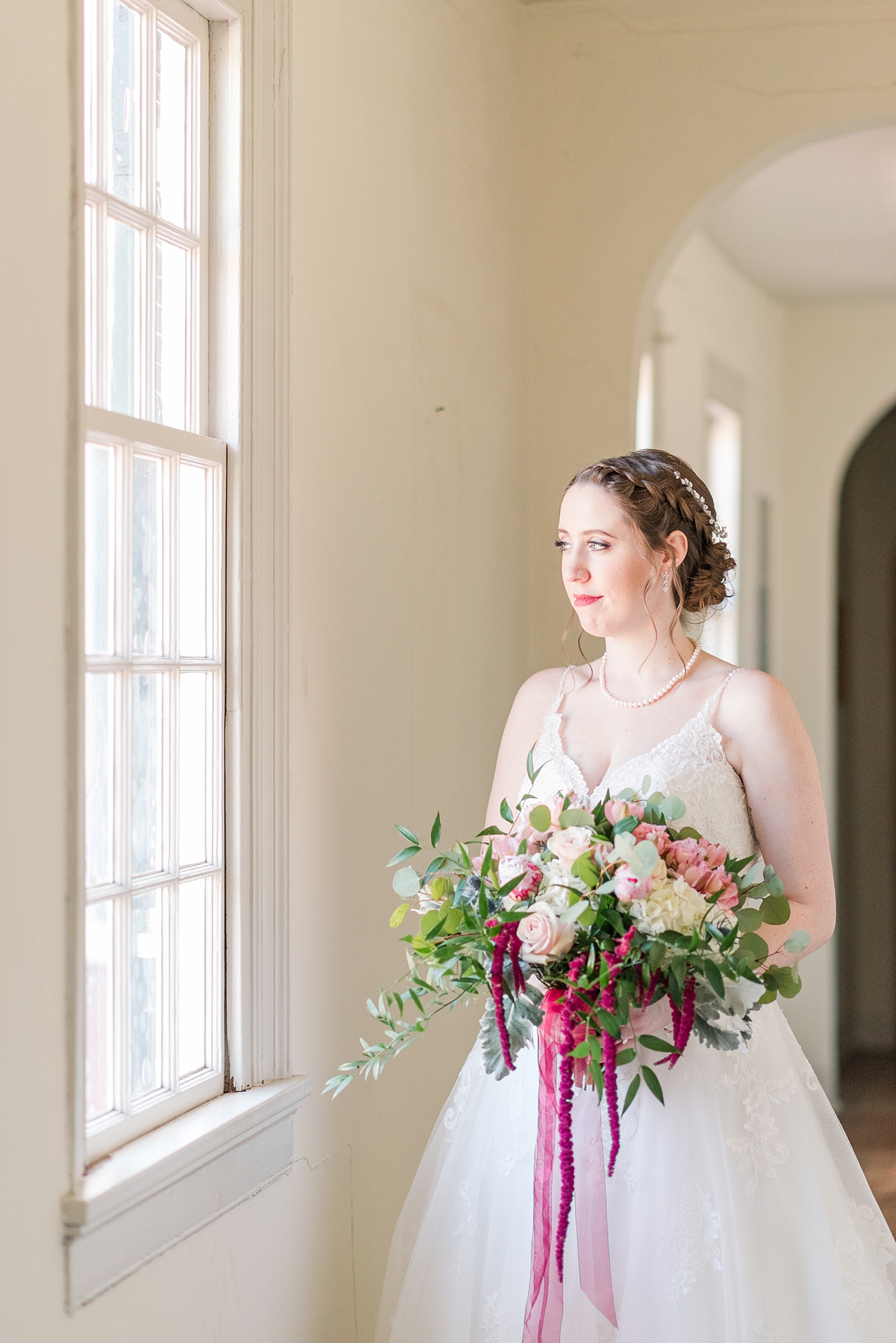 Bridal Portraits at Hanover Tavern Fall Wedding. Wedding Photography by Richmond Wedding Photographer Kailey Brianne Photography. Florals by Lavender Lane Flowers & Gifts