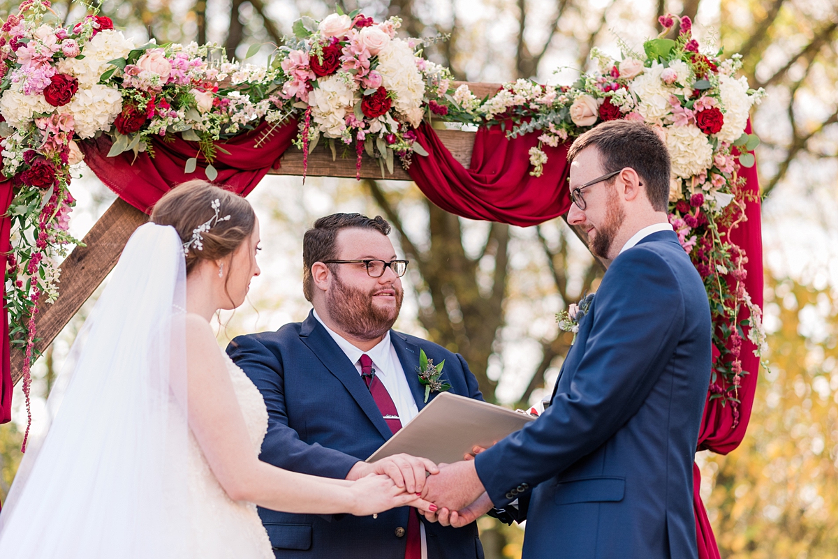 Ceremony at Hanover Tavern Fall Wedding. Wedding Photography by Richmond Wedding Photographer Kailey Brianne Photography.