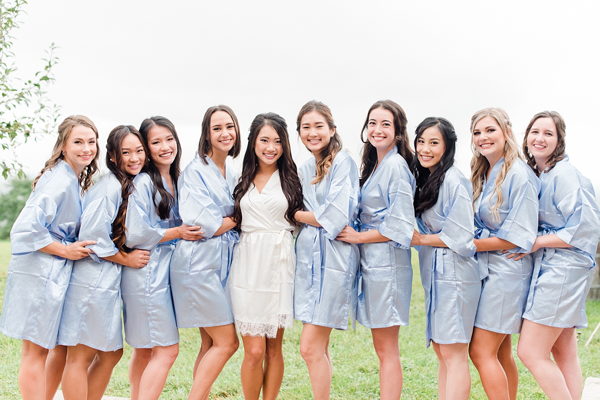 Bridal Party with Getting Ready Robes at Grace Estate Winery Summer Wedding. Wedding Photography by Richmond Wedding Photographer Kailey Brianne Photography. 